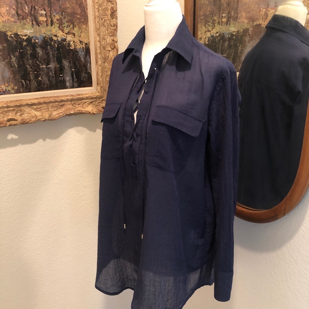 Club Monaco navy tunic - great lace/tie up detail